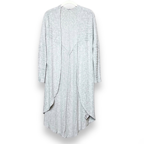 Urban Outfitters Ecote lightweight longline cardigan sweater gray neutral ribbed - Picture 1 of 12
